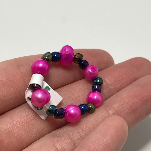 Handmade Pink Freshwater Pearl Ring, Size 7 3/4 - Picture 2 of 6